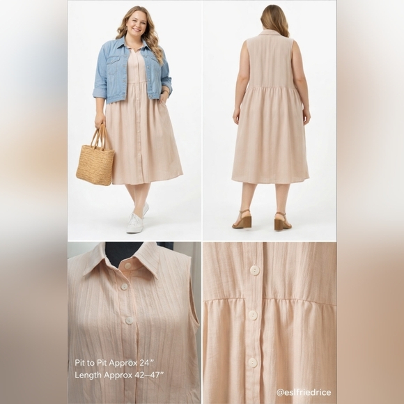 BloomChic Dresses & Skirts - BloomChic Pale Pink High Low Midi Dress 18-20 NWT Sleeveless Button Front